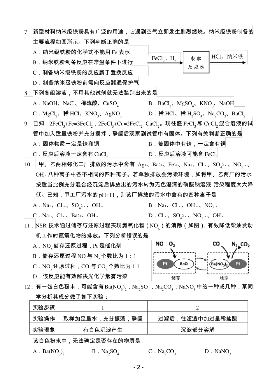 2019年初中化学竞赛试题定稿_第2页