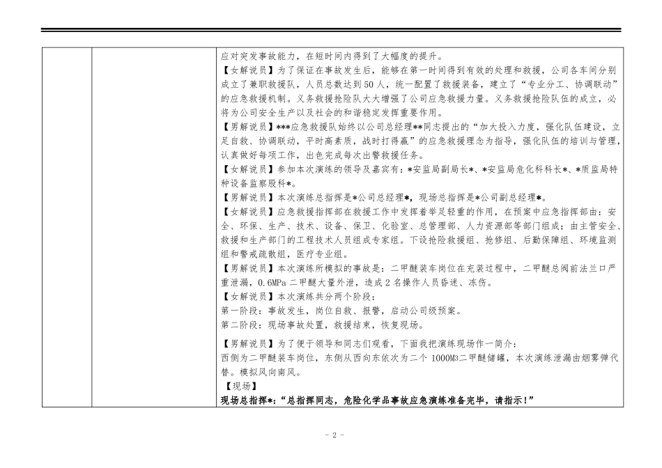 2019年危险化学品泄露事故应急救援演练方案值得参考_第2页