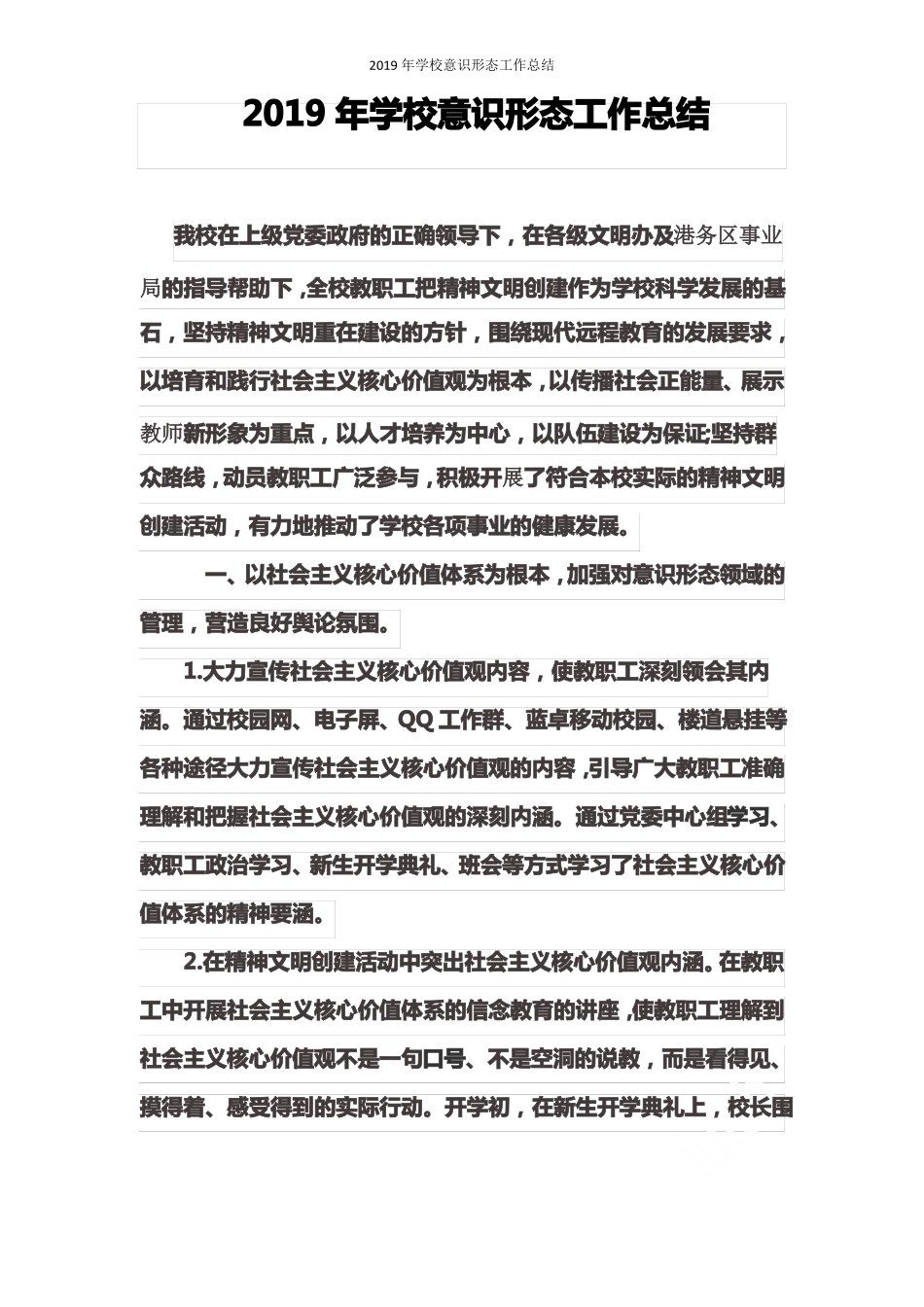 2019年学校意识形态工作总结_第1页