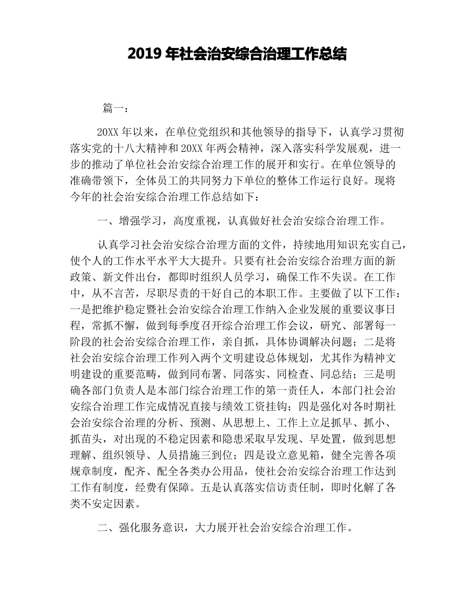 2019年社会治安综合治理工作总结_第1页