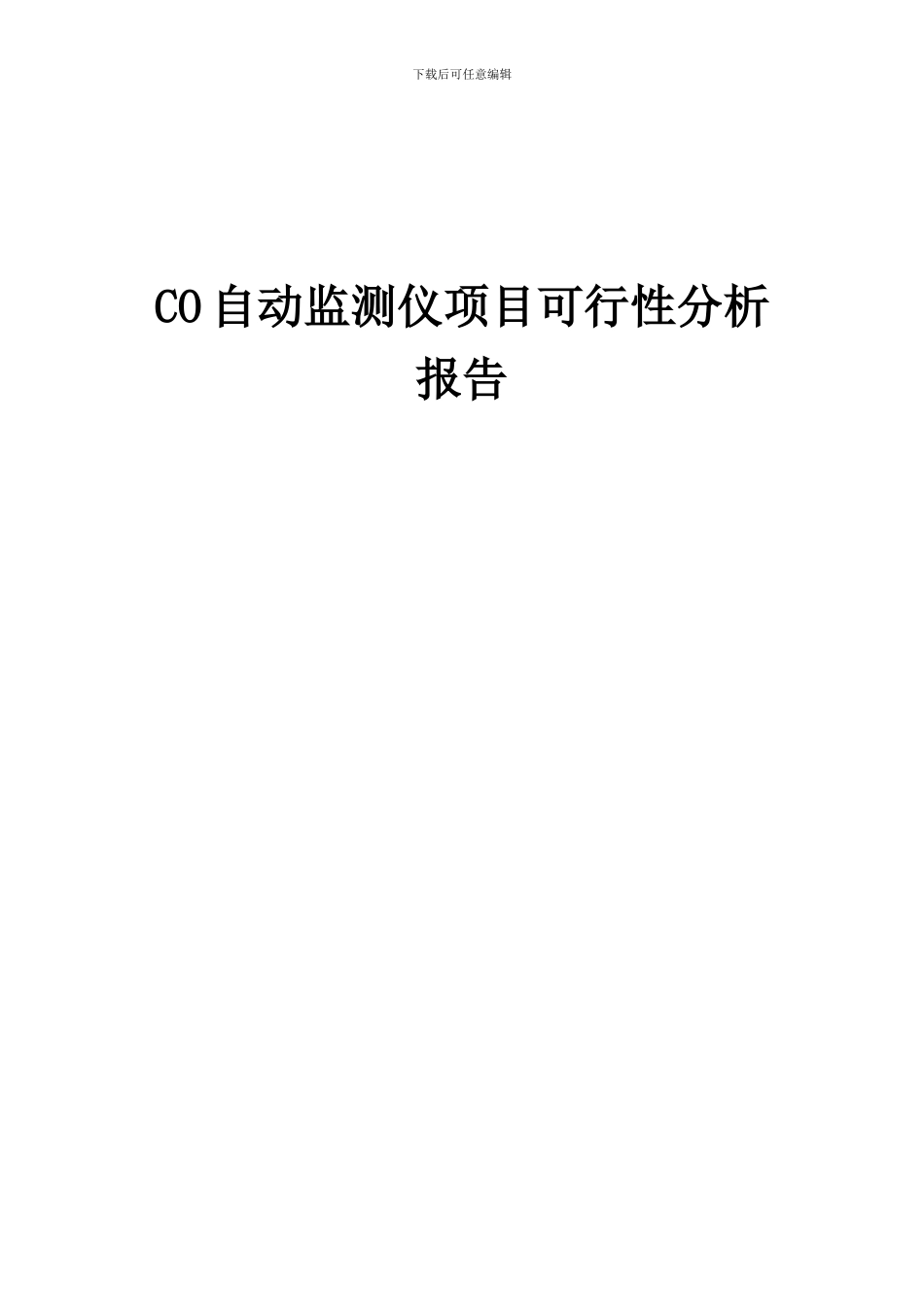 2024年CO自动监测仪项目可行性分析报告_第1页