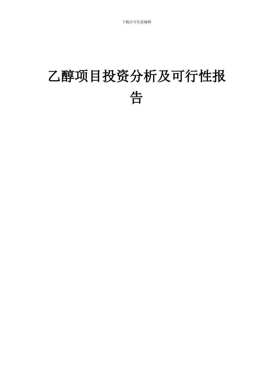 2024年乙醇项目投资分析及可行性报告_第1页