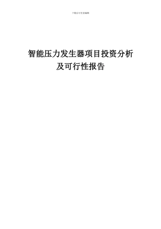 2024年智能压力发生器项目投资分析及可行性报告