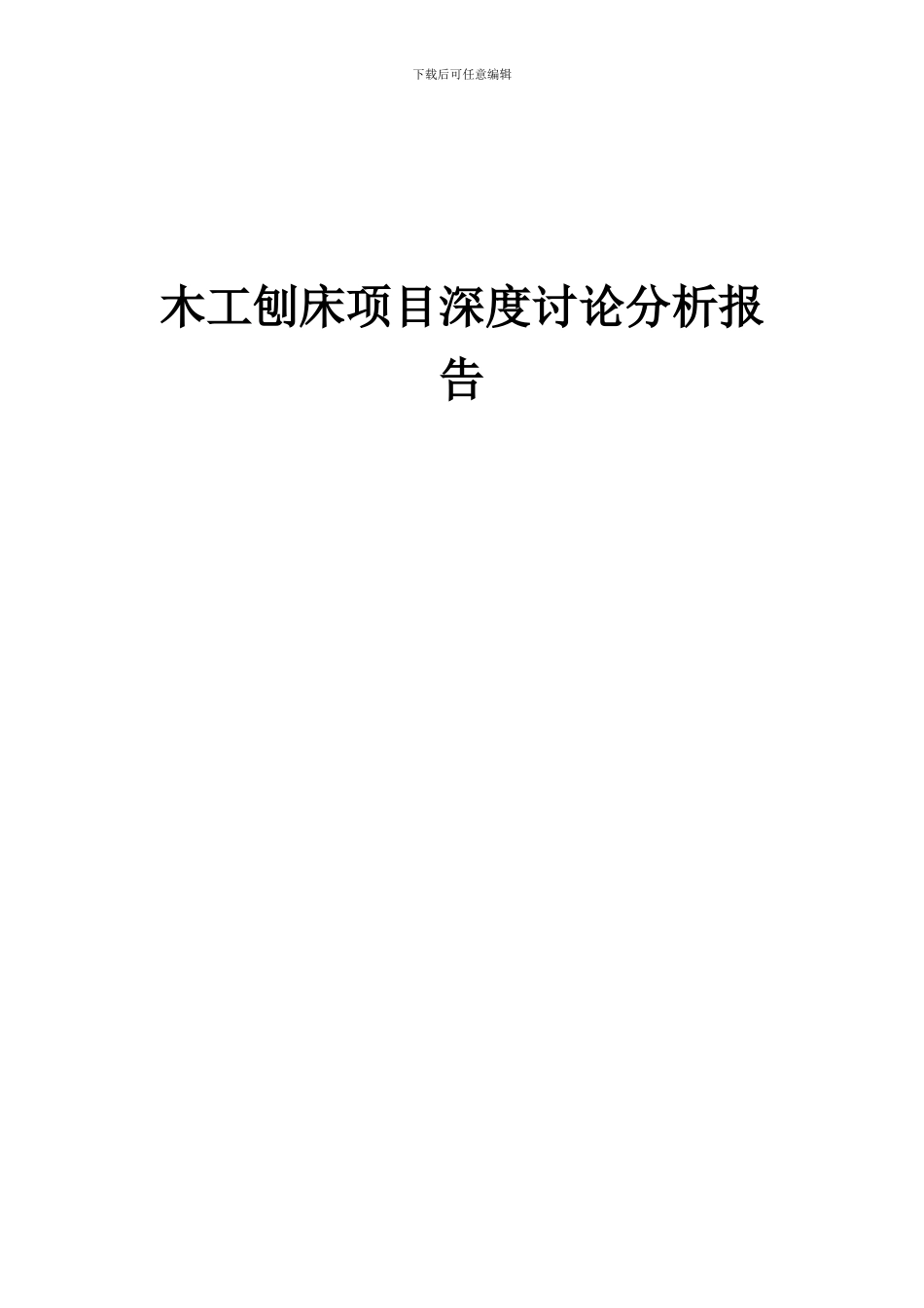 2024年木工刨床项目深度研究分析报告_第1页