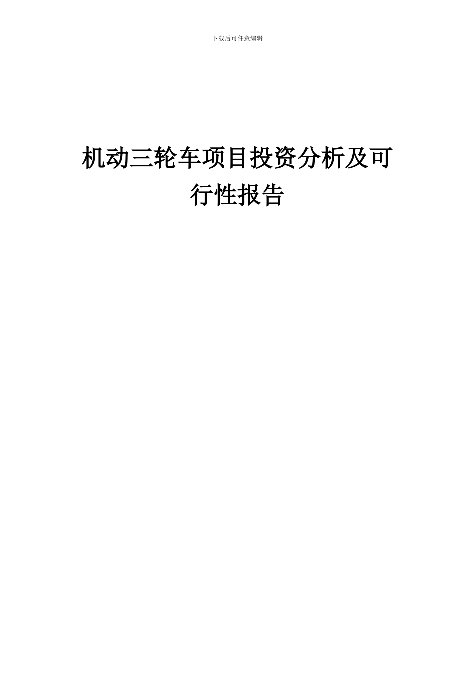 2024年机动三轮车项目投资分析及可行性报告_第1页
