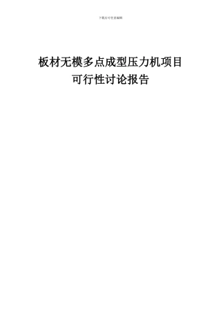 2024年板材无模多点成型压力机项目可行性研究报告