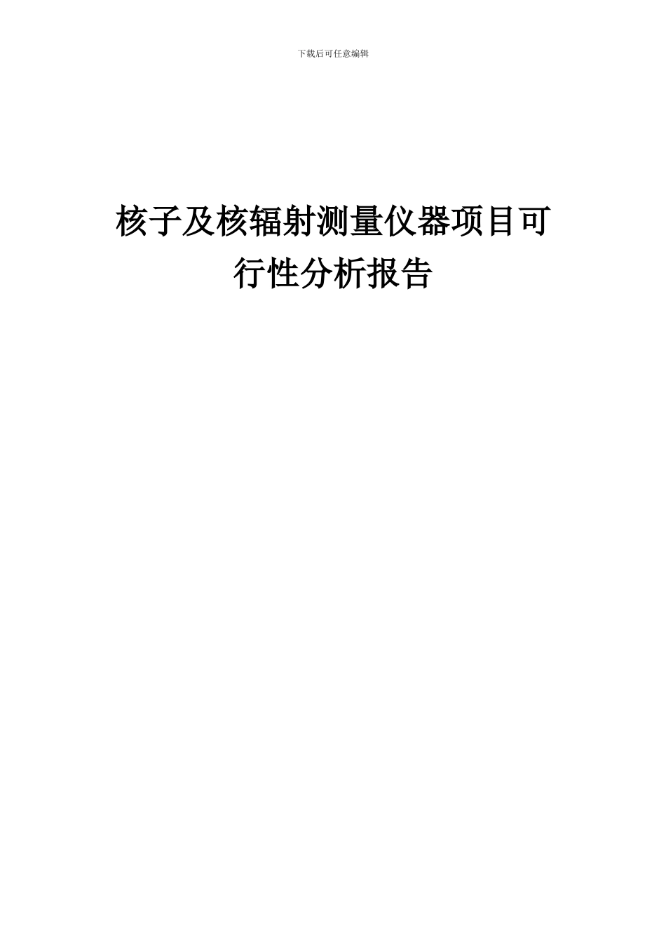2024年核子及核辐射测量仪器项目可行性分析报告_第1页
