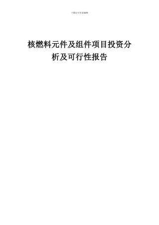 2024年核燃料元件及组件项目投资分析及可行性报告