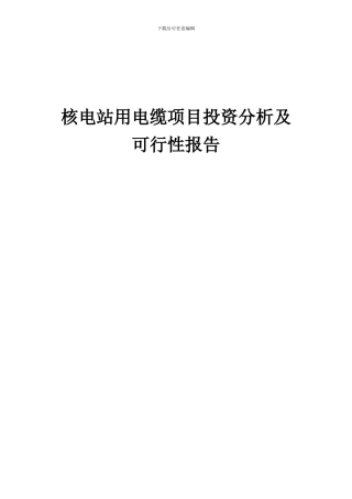 2024年核电站用电缆项目投资分析及可行性报告