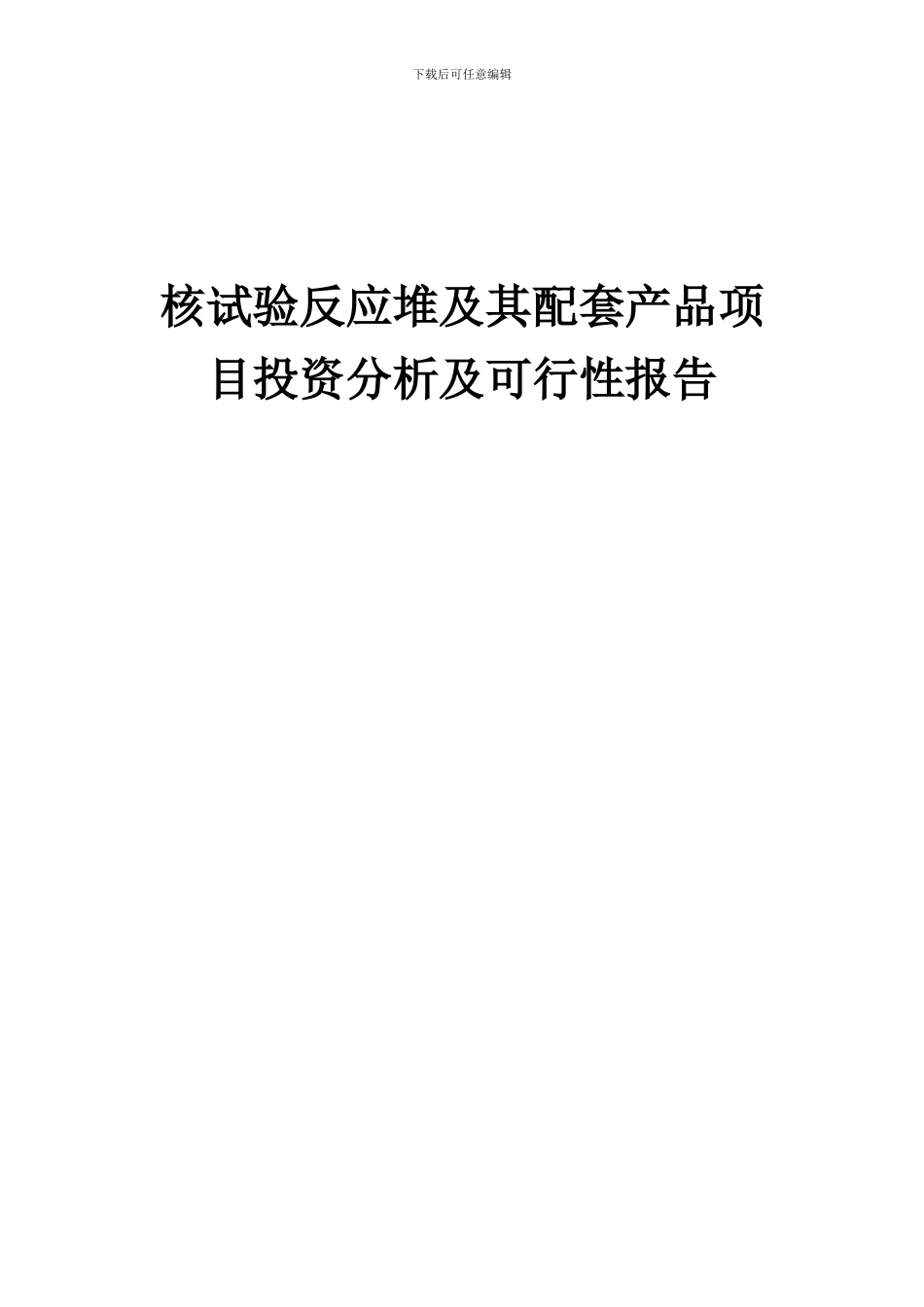 2024年核试验反应堆及其配套产品项目投资分析及可行性报告_第1页