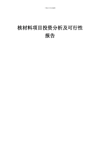 2024年核材料项目投资分析及可行性报告