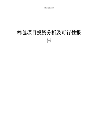 2024年棉毯项目投资分析及可行性报告