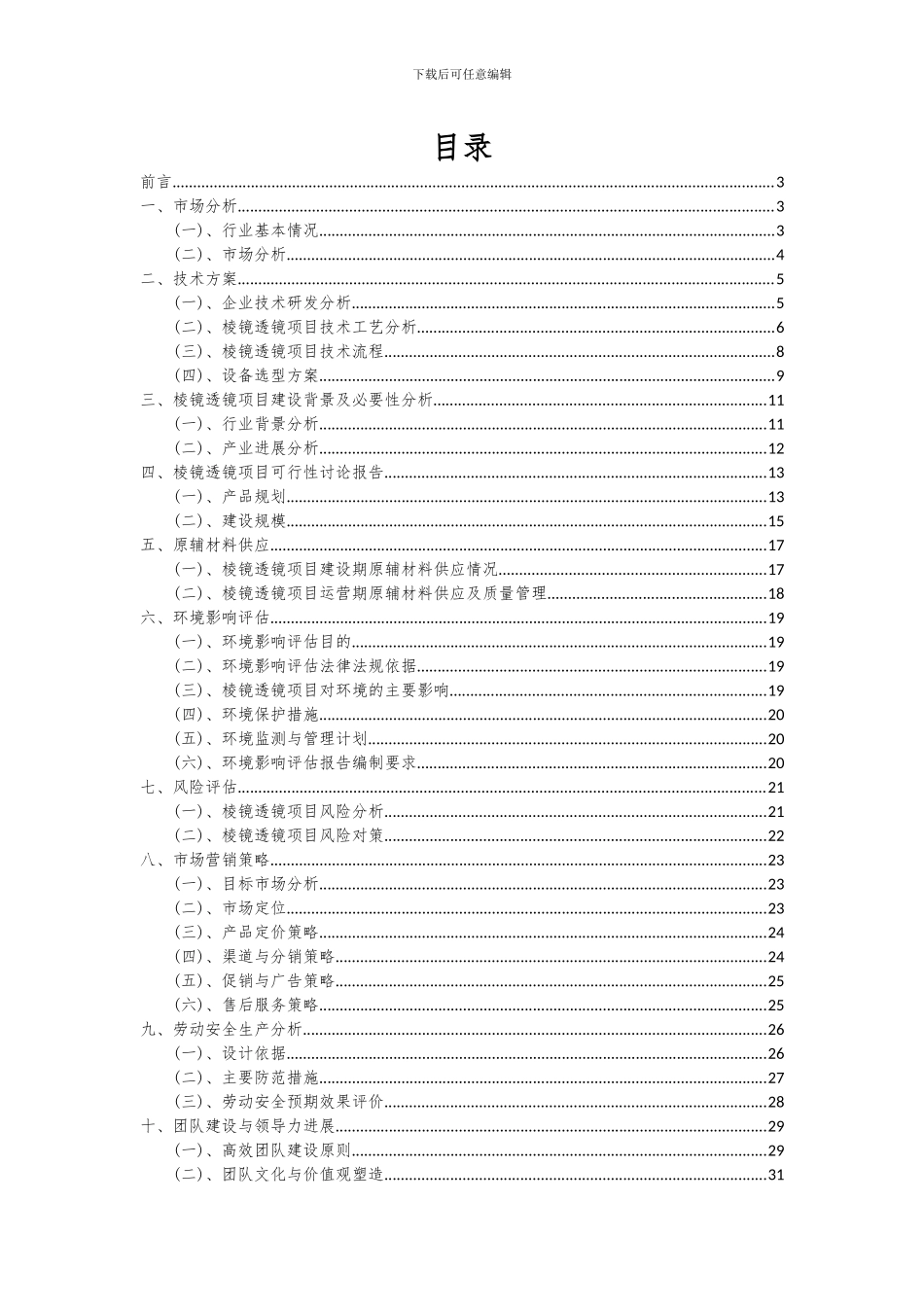2024年棱镜透镜项目投资分析及可行性报告_第2页