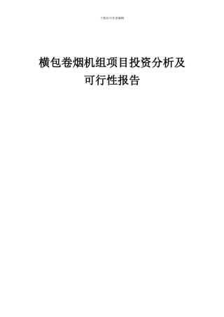 2024年横包卷烟机组项目投资分析及可行性报告