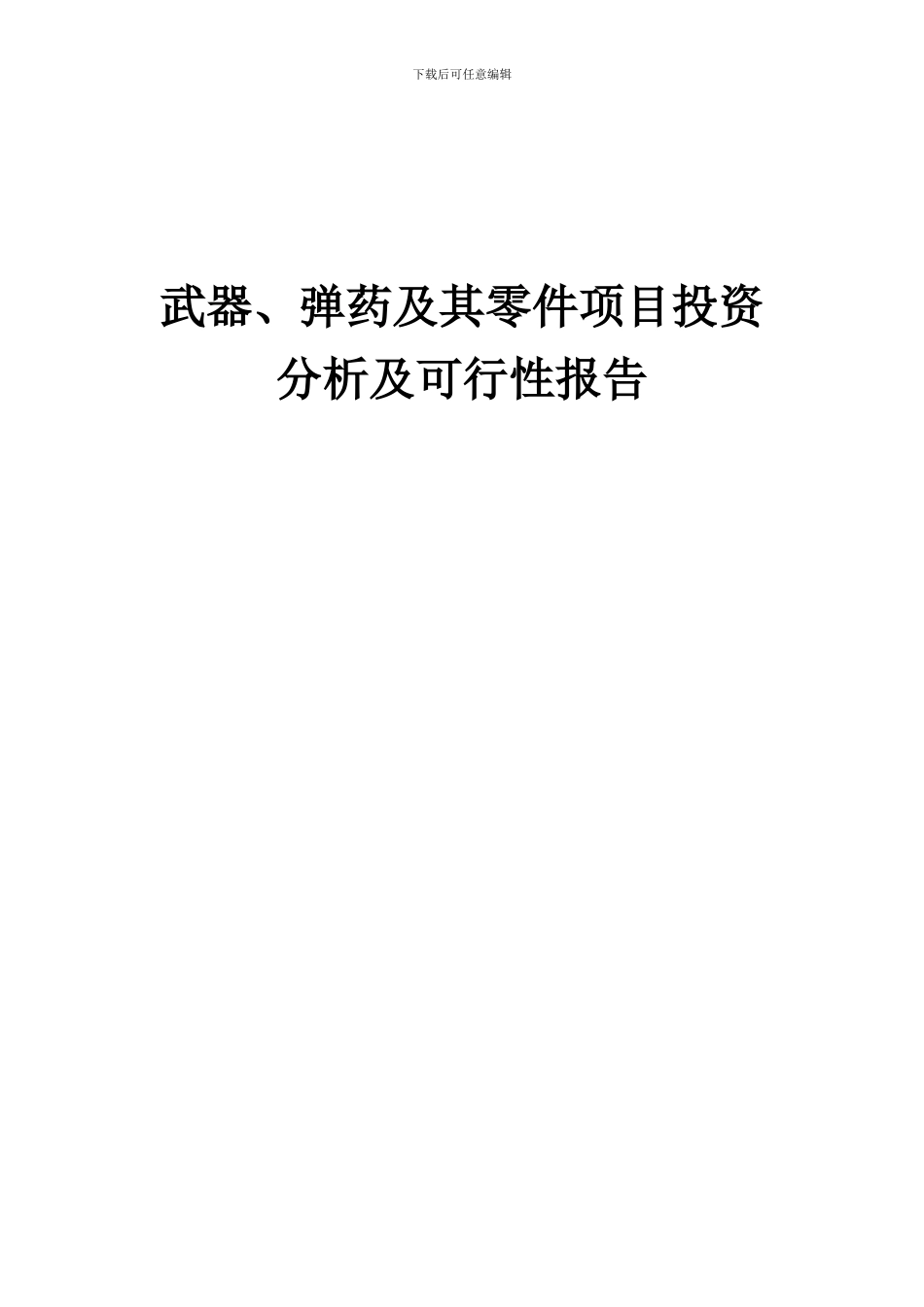 2024年武器、弹药及其零件项目投资分析及可行性报告_第1页