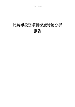 2024年比特币投资项目深度研究分析报告