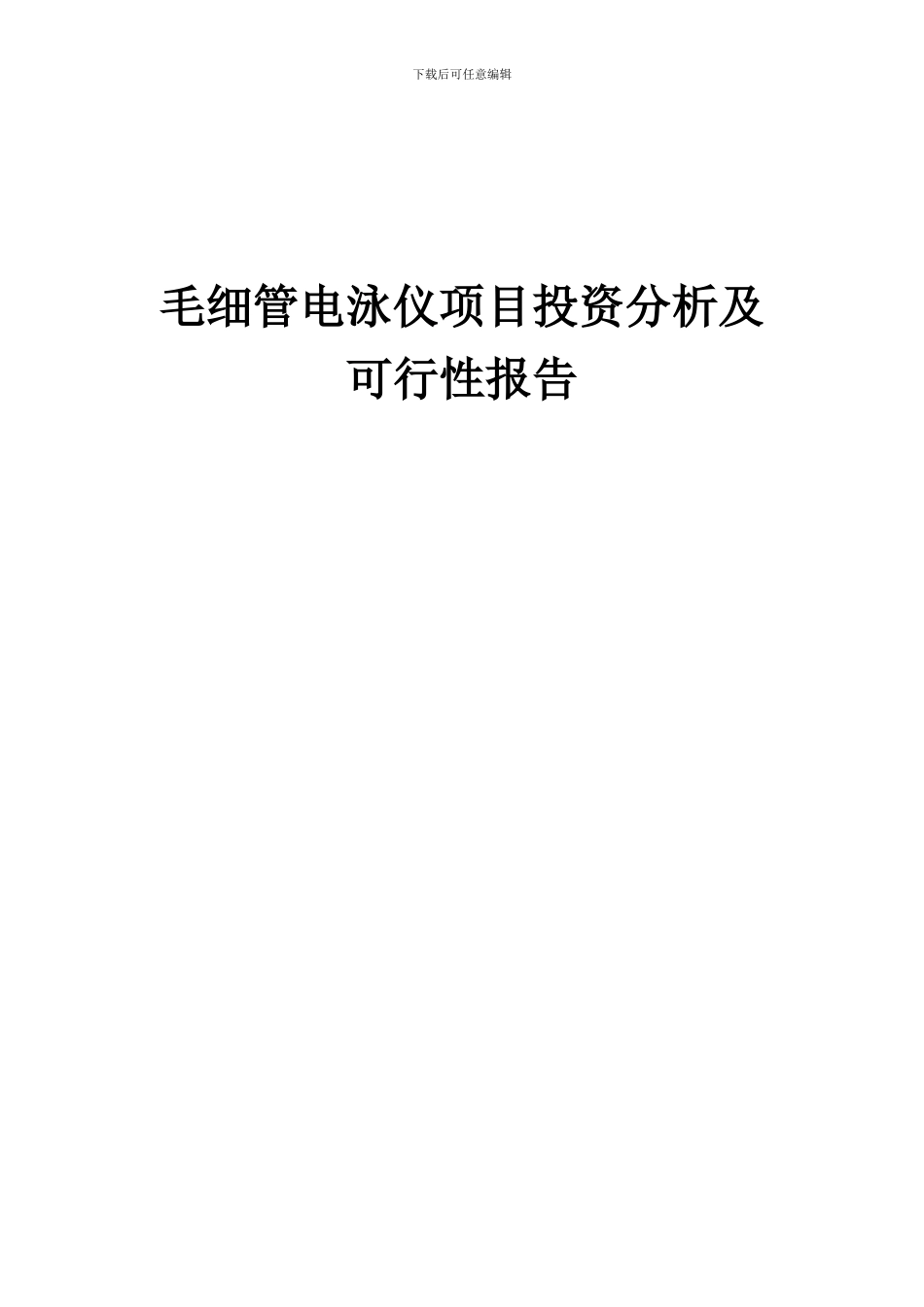 2024年毛细管电泳仪项目投资分析及可行性报告_第1页