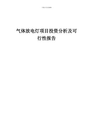 2024年气体放电灯项目投资分析及可行性报告