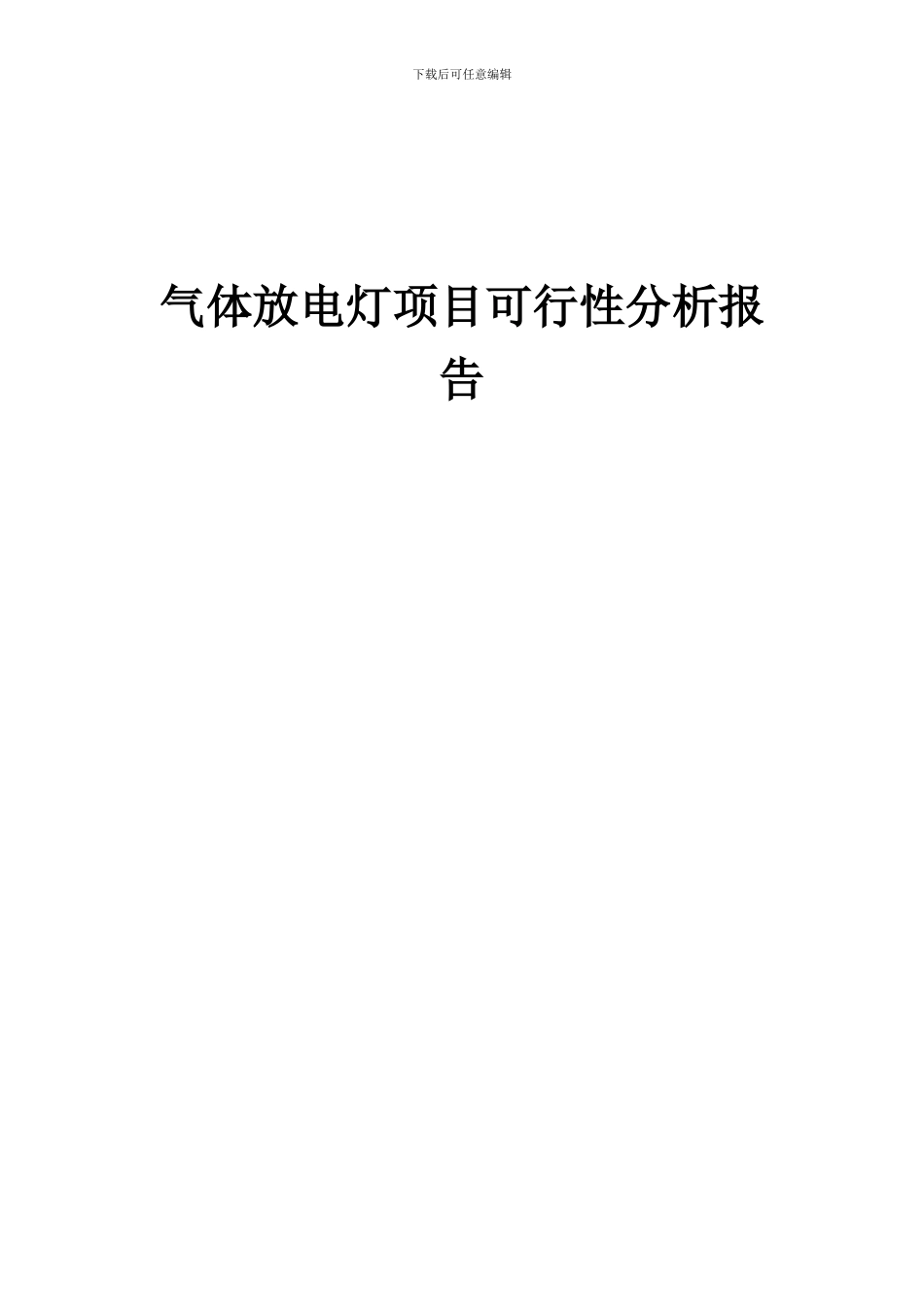 2024年气体放电灯项目可行性分析报告_第1页