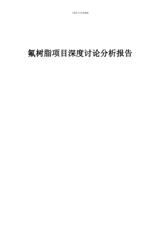 2024年氟树脂项目深度研究分析报告