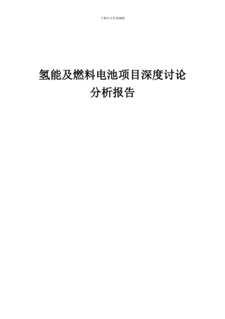 2024年氢能及燃料电池项目深度研究分析报告