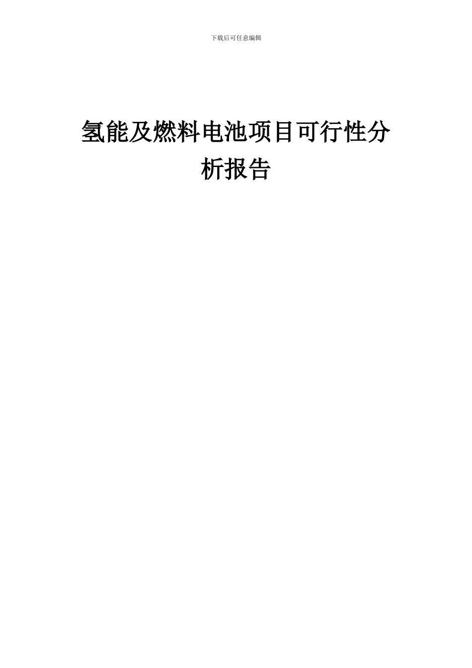 2024年氢能及燃料电池项目可行性分析报告_第1页