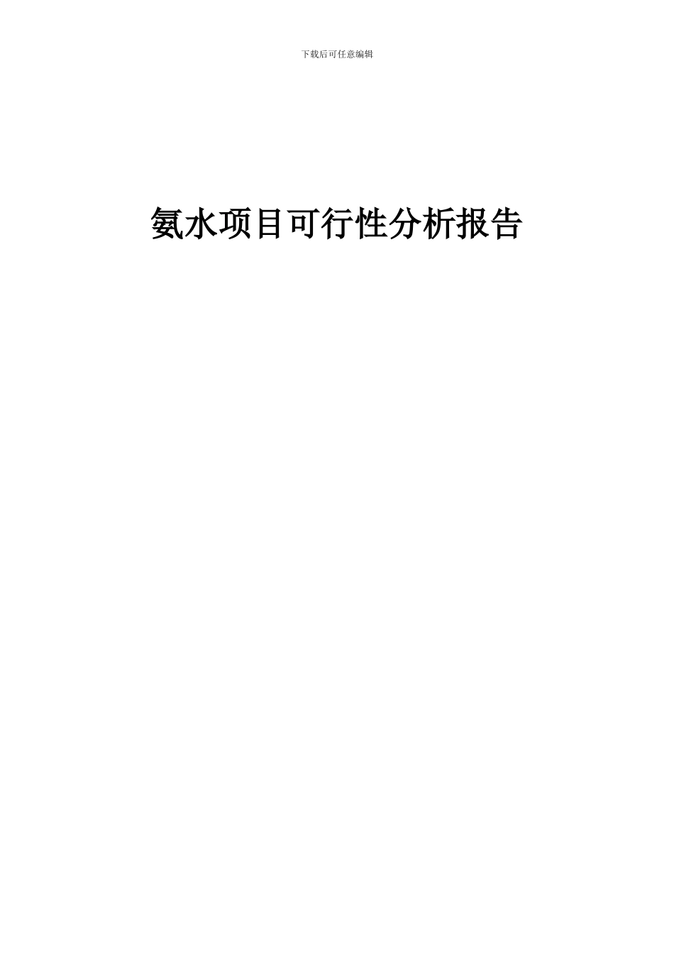 2024年氨水项目可行性分析报告_第1页