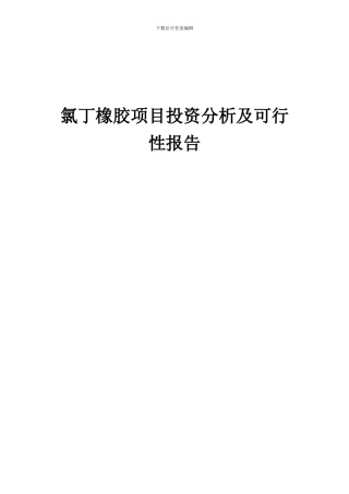 2024年氯丁橡胶项目投资分析及可行性报告