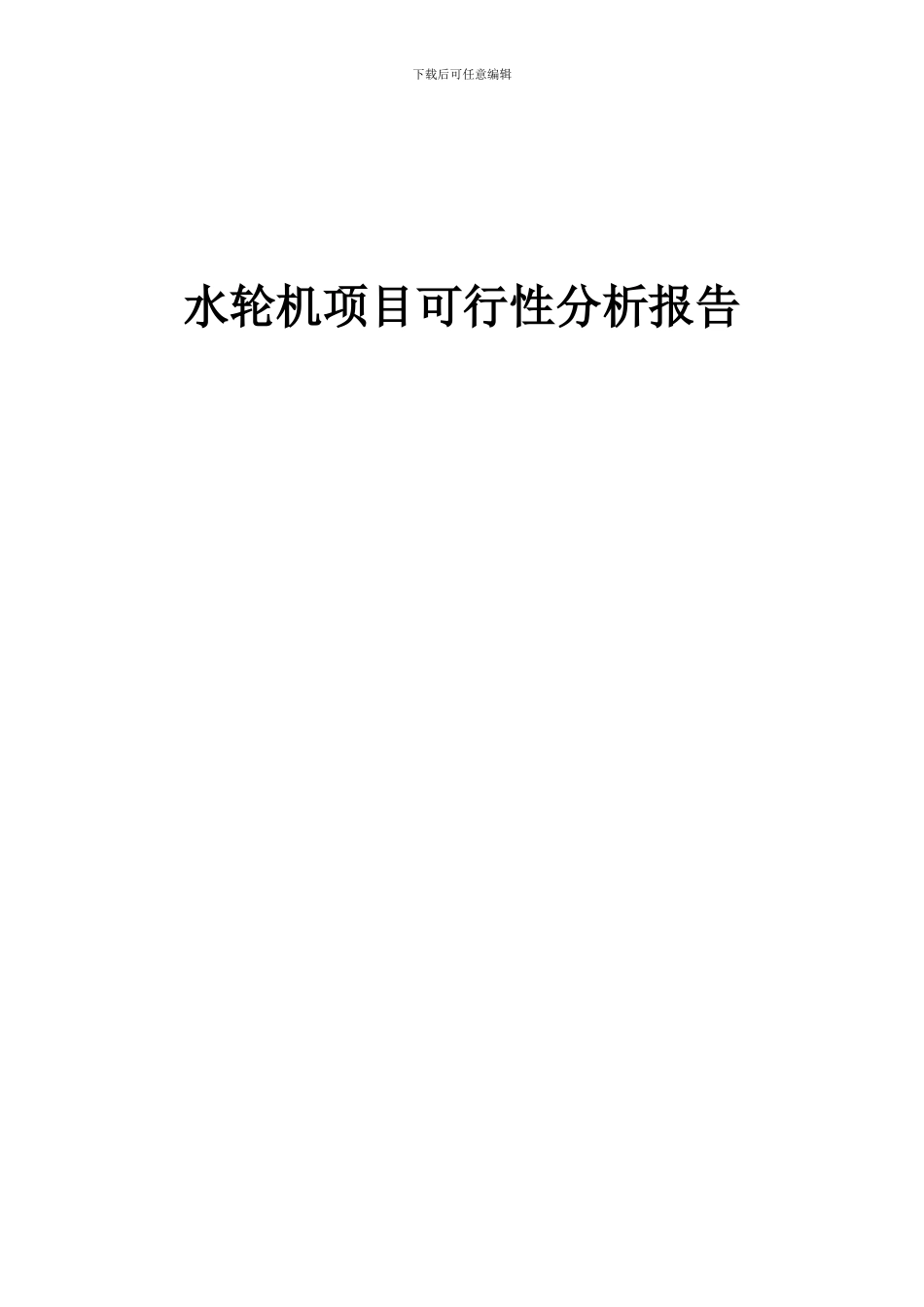 2024年水轮机项目可行性分析报告_第1页