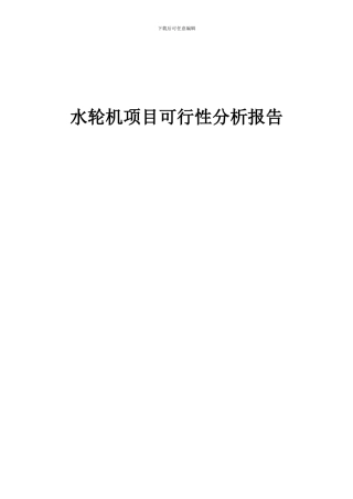 2024年水轮机项目可行性分析报告