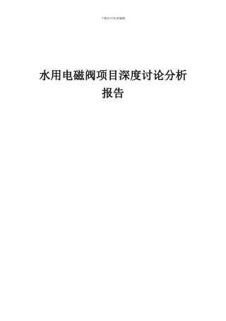 2024年水用电磁阀项目深度研究分析报告