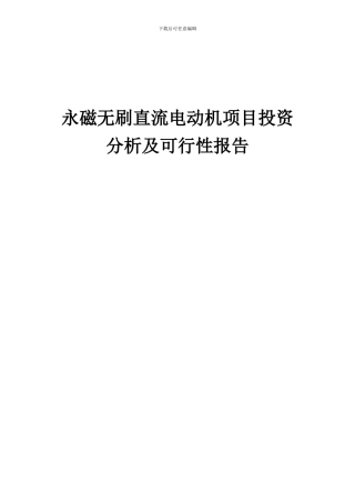 2024年永磁无刷直流电动机项目投资分析及可行性报告