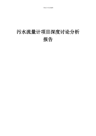 2024年污水流量计项目深度研究分析报告