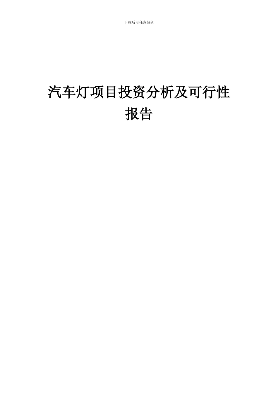 2024年汽车灯项目投资分析及可行性报告_第1页
