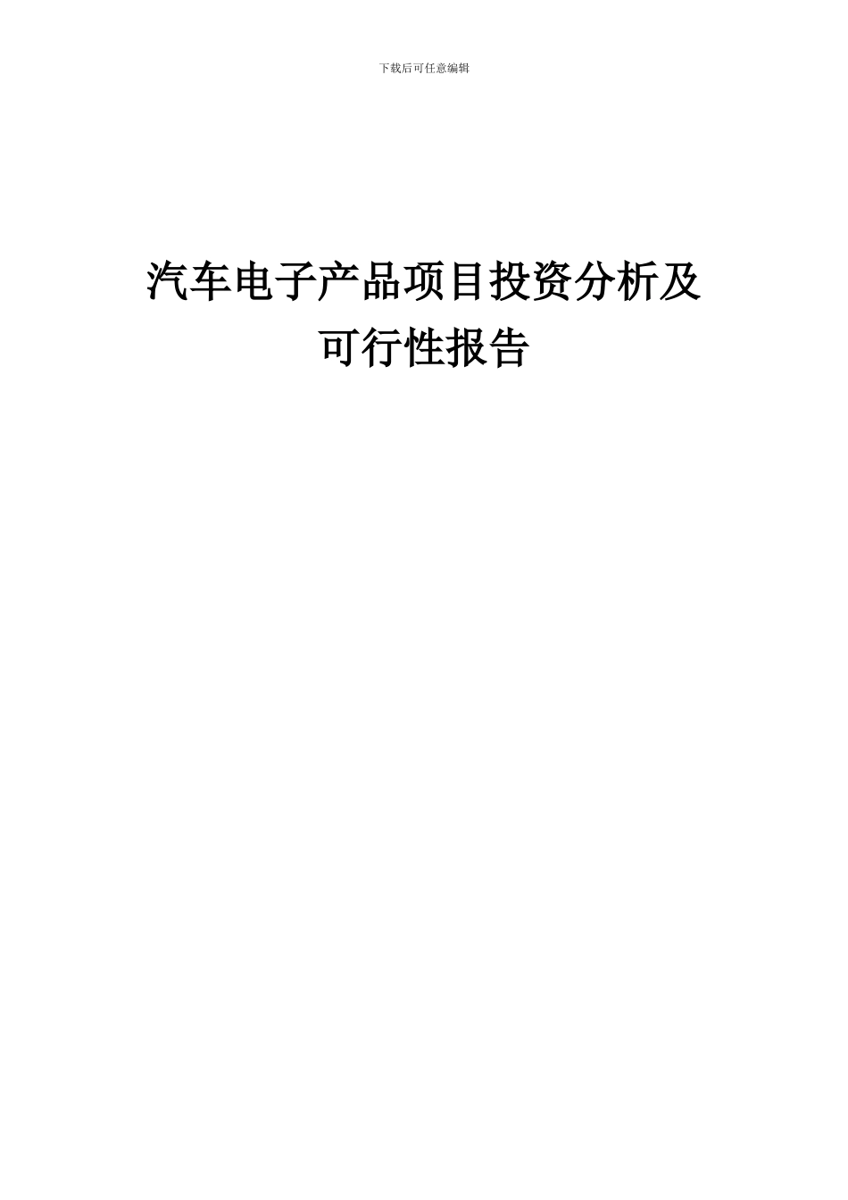2024年汽车电子产品项目投资分析及可行性报告_第1页