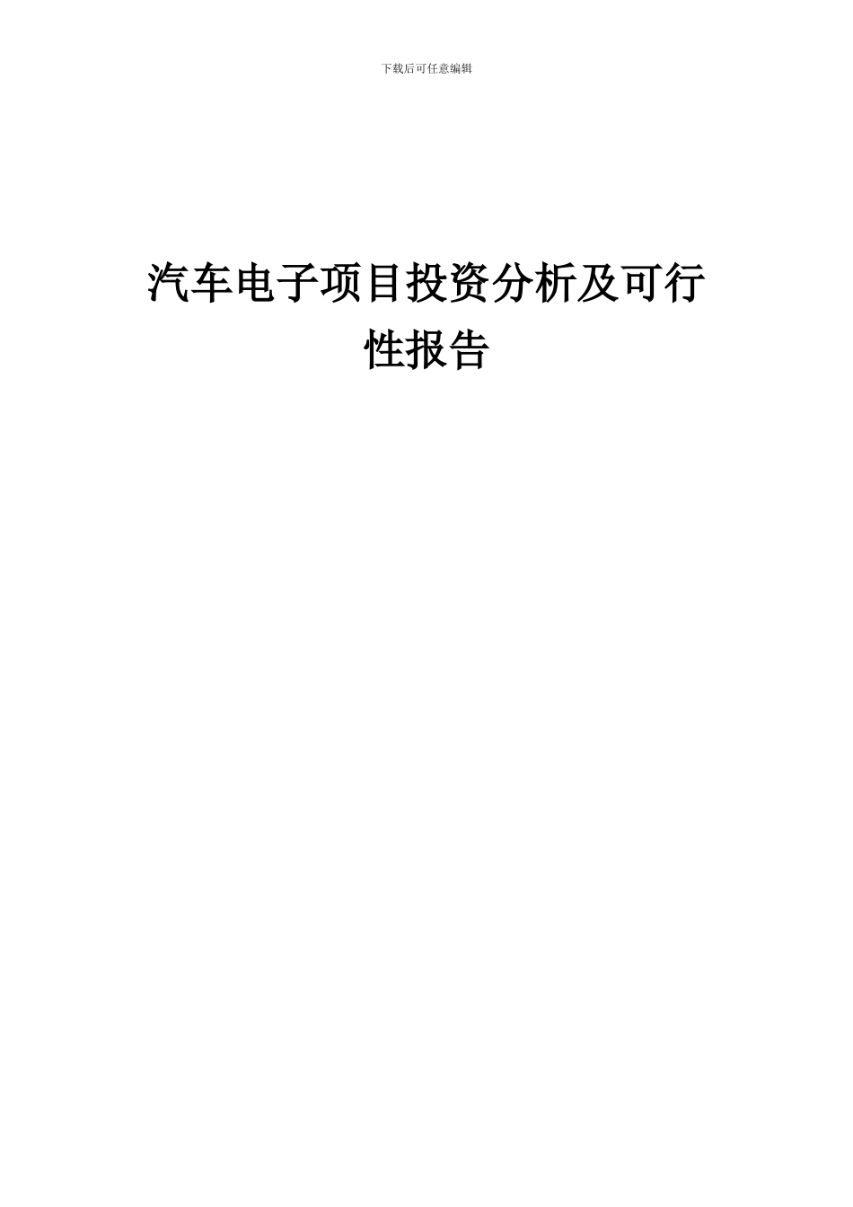 2024年汽车电子项目投资分析及可行性报告_第1页