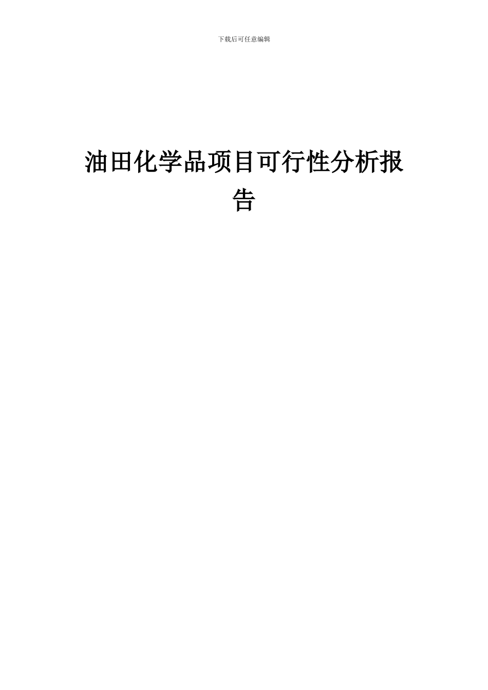2024年油田化学品项目可行性分析报告_第1页