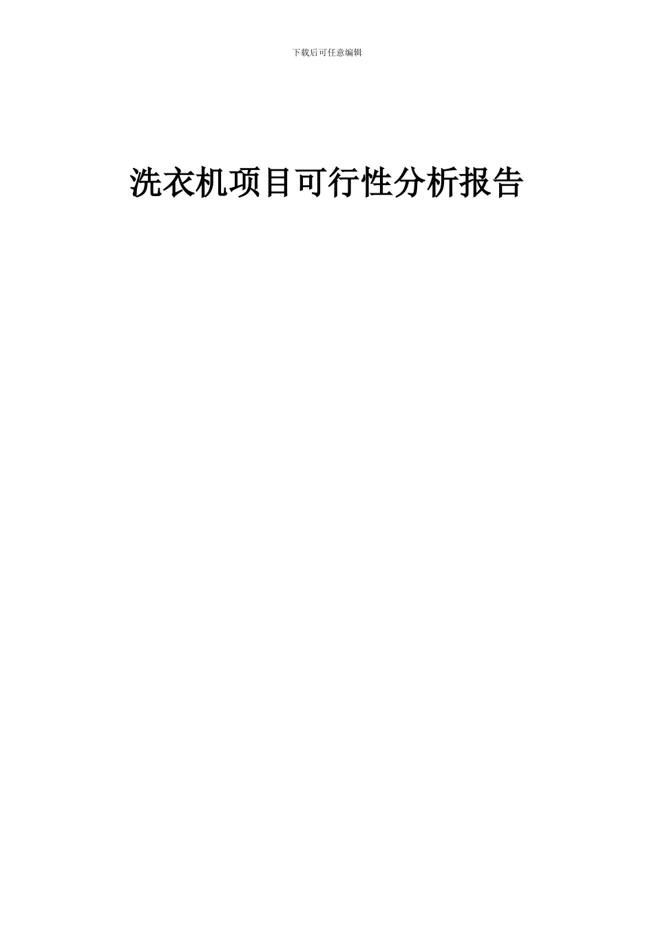 2024年洗衣机项目可行性分析报告_第1页