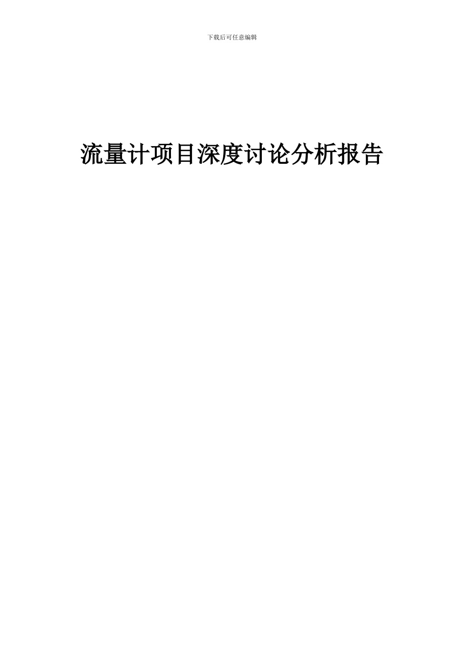 2024年流量计项目深度研究分析报告_第1页