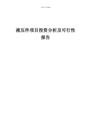 2024年液压件项目投资分析及可行性报告
