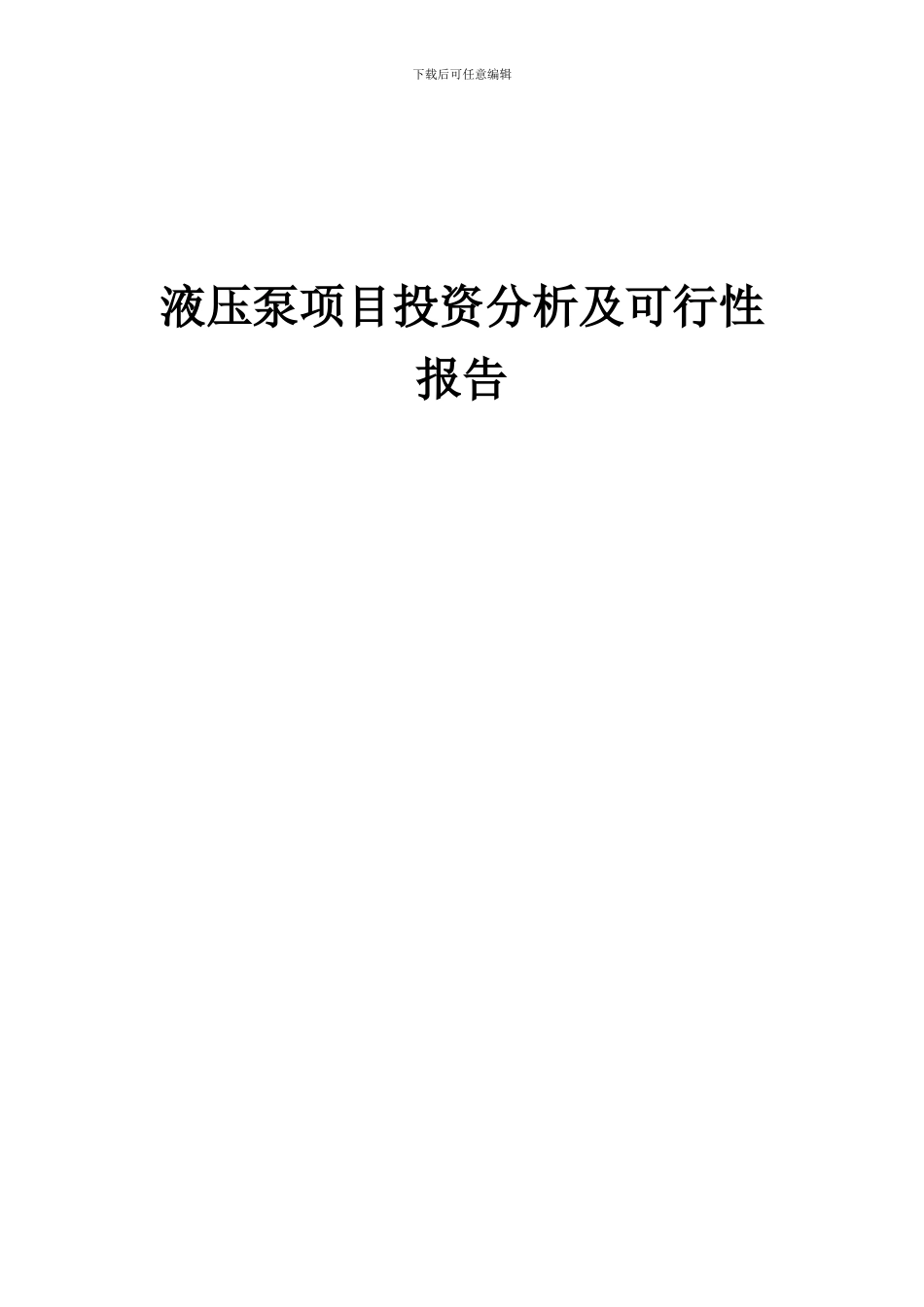 2024年液压泵项目投资分析及可行性报告_第1页