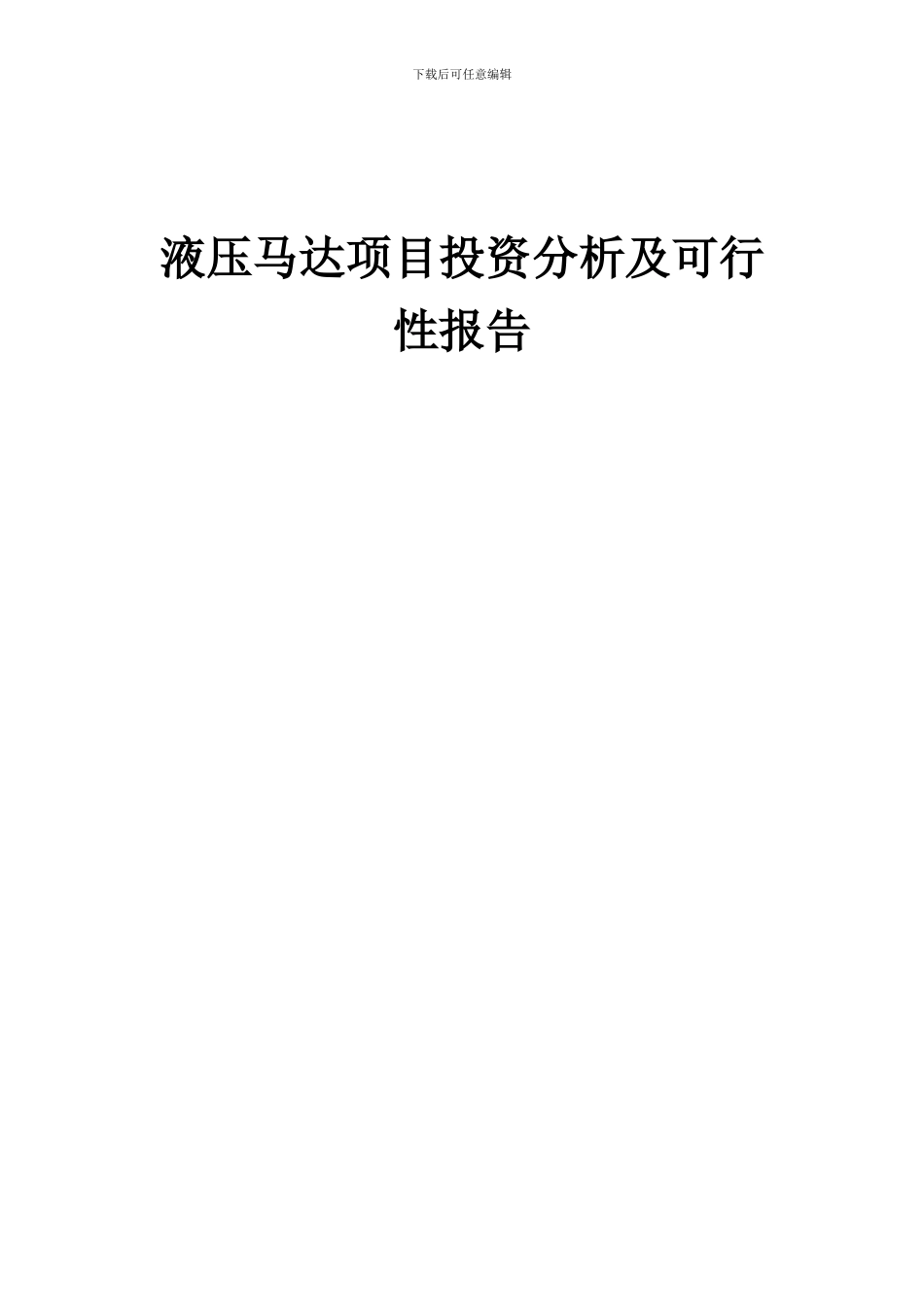 2024年液压马达项目投资分析及可行性报告_第1页