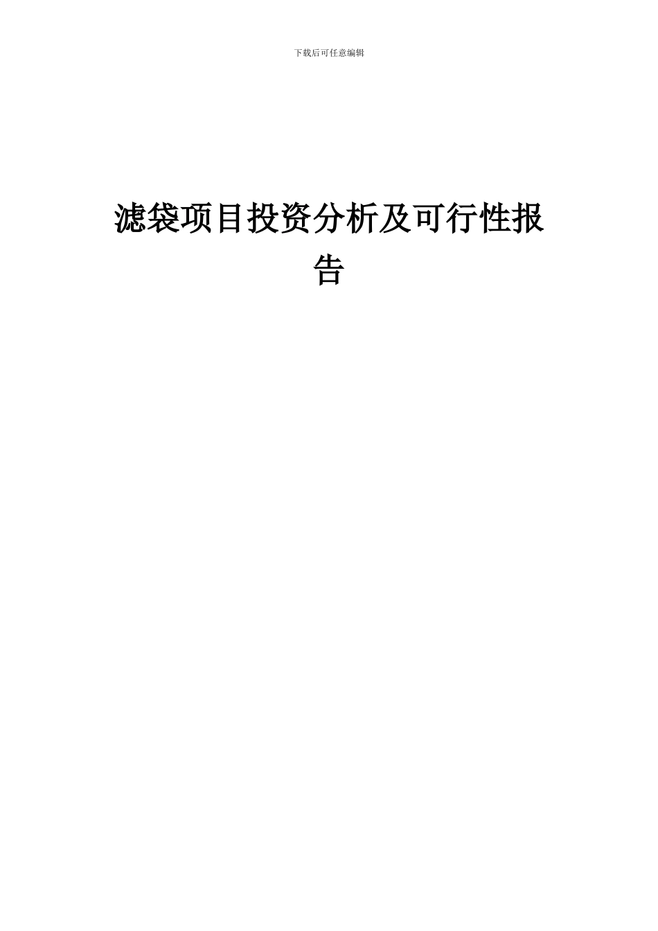 2024年滤袋项目投资分析及可行性报告_第1页