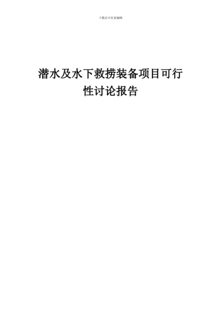 2024年潜水及水下救捞装备项目可行性研究报告