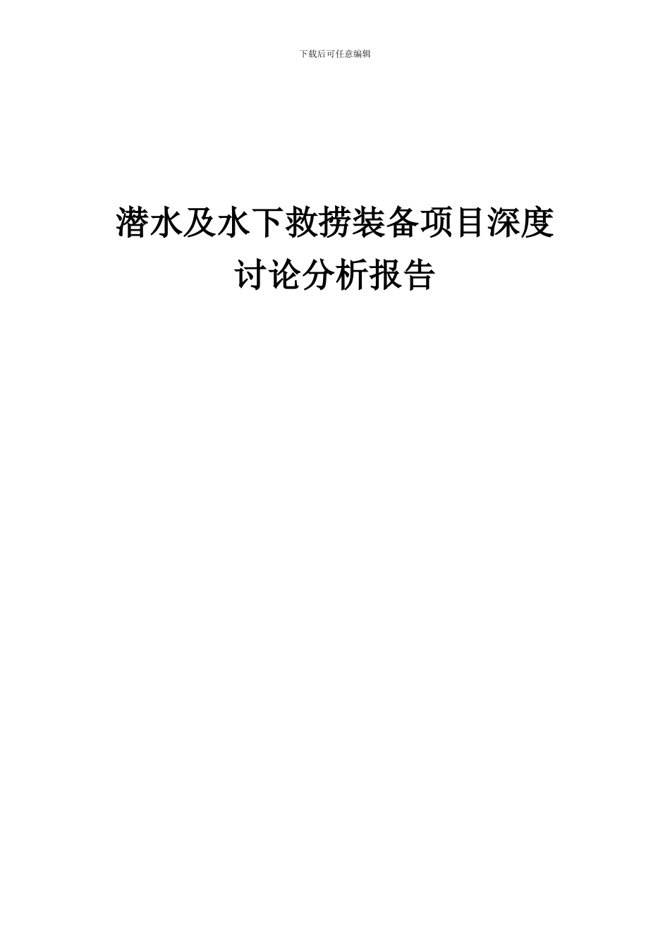 2024年潜水及水下救捞装备项目深度研究分析报告_第1页