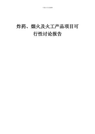 2024年炸药、烟火及火工产品项目可行性研究报告