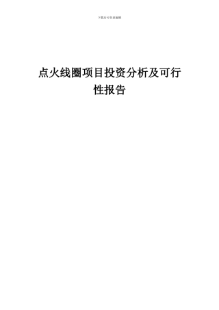 2024年点火线圈项目投资分析及可行性报告