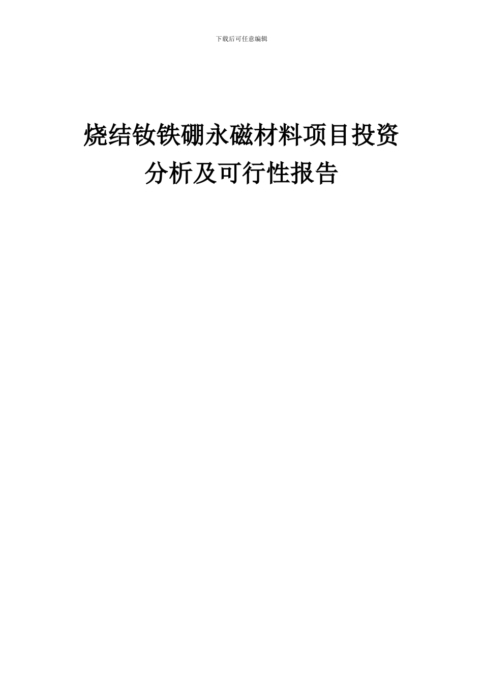 2024年烧结钕铁硼永磁材料项目投资分析及可行性报告_第1页
