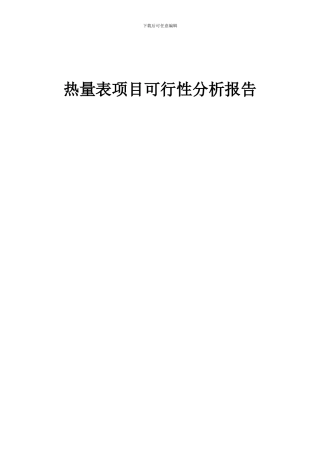 2024年热量表项目可行性分析报告