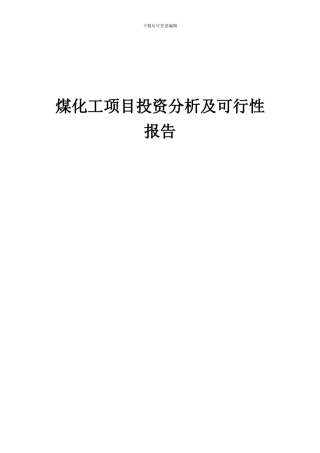 2024年煤化工项目投资分析及可行性报告